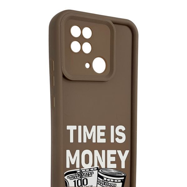 Чохол TPU Lux Hard для Xiaomi Poco C40 коричневий + Print TIME IS MONEY (01) НФ-00094846 фото