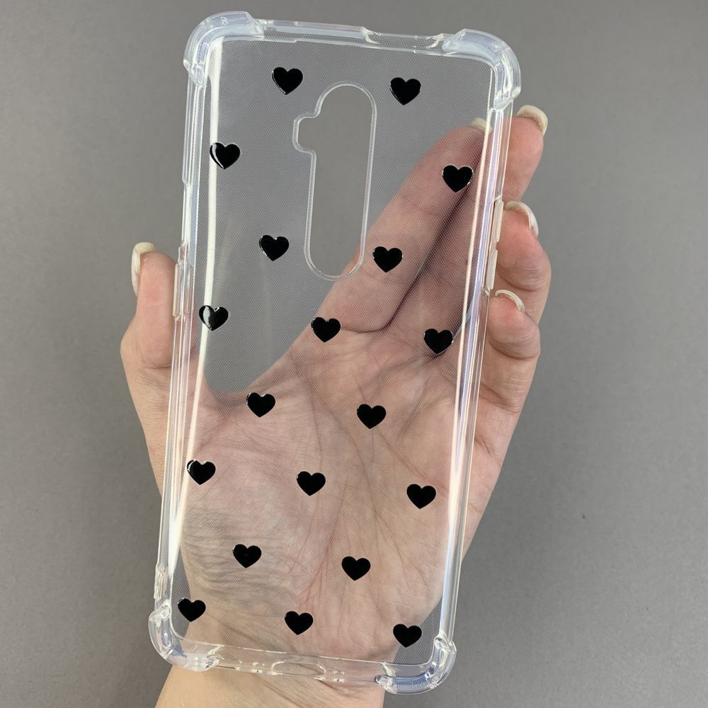 Чохол TPU з бронь кутами для OnePlus 7T Pro + Print a Lot of Серця 6,5 * 16 (01) чорні НФ-00071517 фото