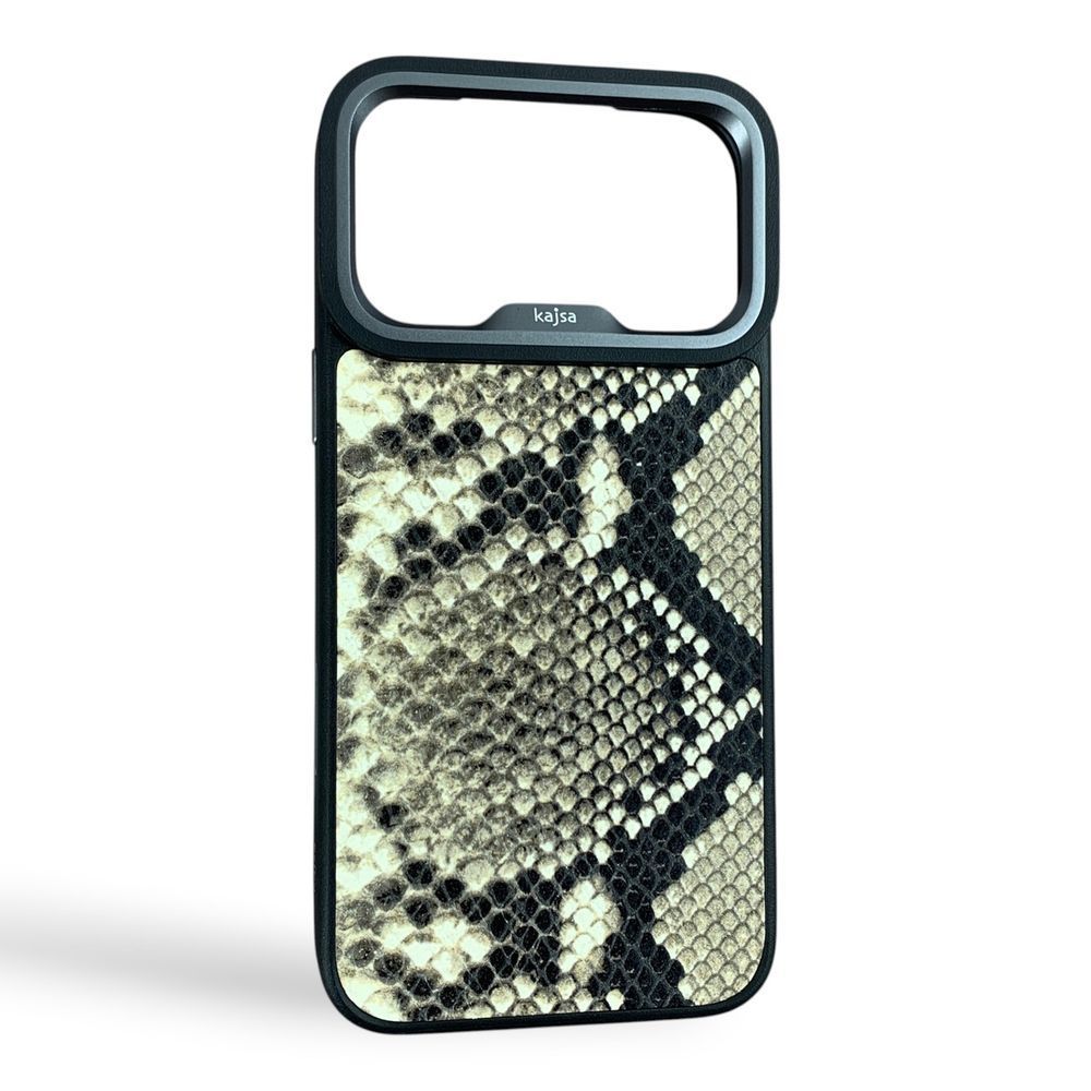 Чохол Kajsa Glamorous Collection Genuine Leather Snake Pattern Case iPhone 18 Pro Max (Black) НФ-00097546 фото