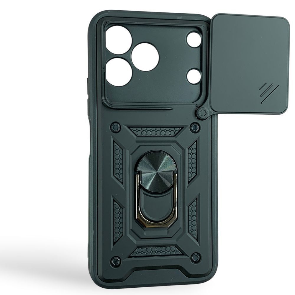 Чохол Powerful Case Curtain with Ring для Tecno Spark 50 4G (KN4n) чорний (Full Camera) НФ-00096997 фото