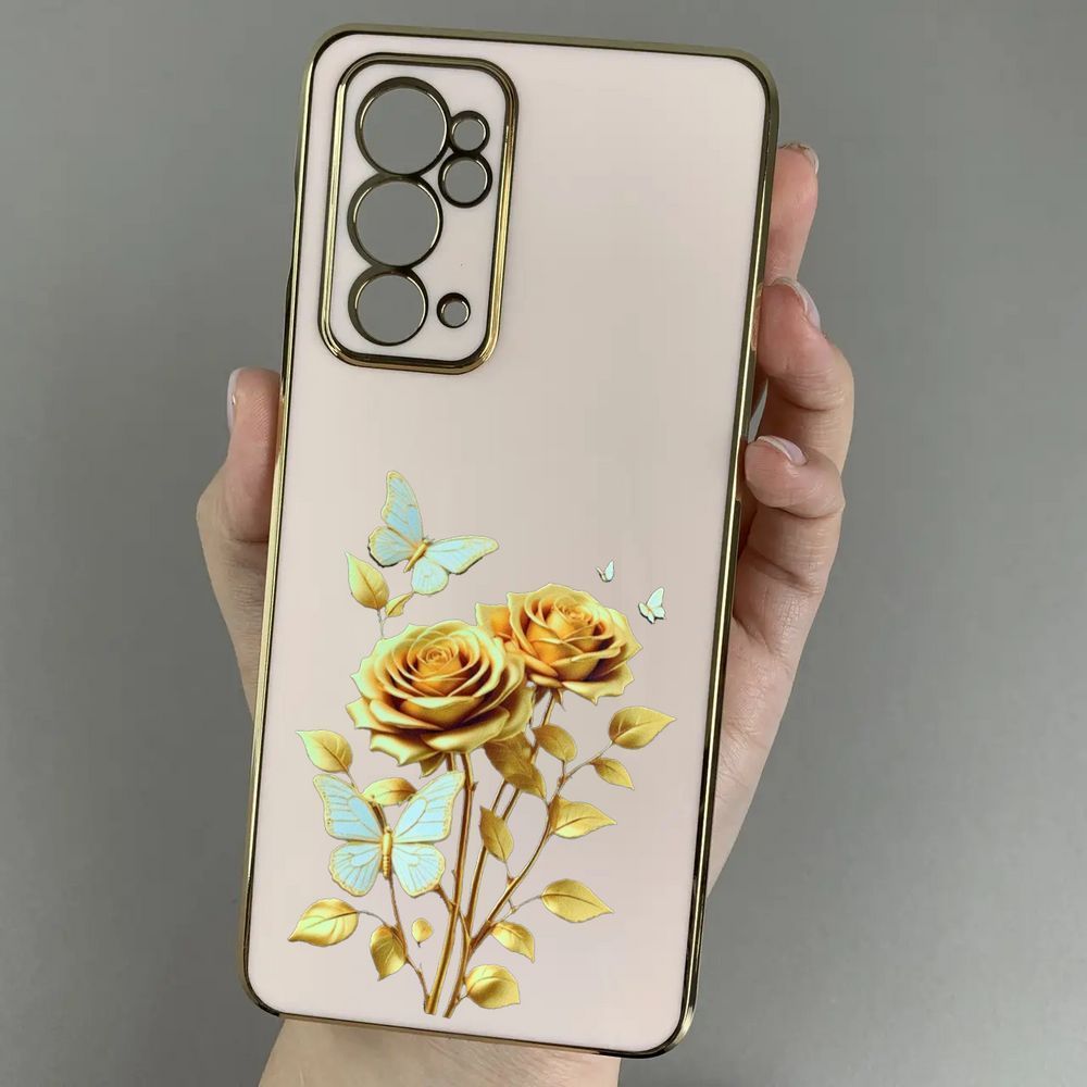 Чохол GC TPU GB для OnePlus 9RT пудровий + Print Flower Троянда 6,5 * 9 (01) золота НФ-00085457 фото